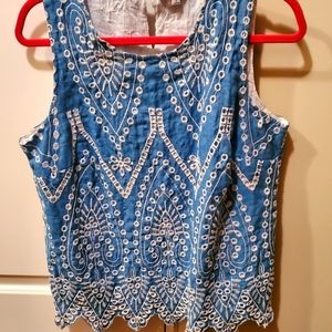 Really cute light blue top with white detail.